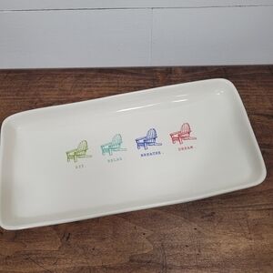 Rae Dunn Magenta Beach Chair Inspirational Platter Ceramic Serving Plate